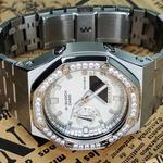 CASIO Часы Men Liquid Crystal/Analog Dual Display Series 44mm White Watch, Silver Steel Bezel Diamond Snowfall Silver - фото 10