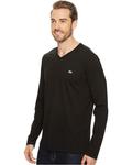 Футболка Lacoste Long Sleeve Pima Jersey V-Neck, черный - фото 2