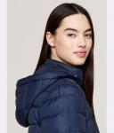 Пуховик женский Tommy Jeans средней длины с капюшоном, синий - фото 4