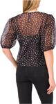 Топ CeCe Polka Dot Balloon Short Sleeve Crew Neck Top, Rich Black - фото 2