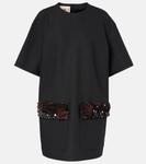 Мини-платье из смесовой шерсти с пайетками Plan C, Anthracite Melange - фото