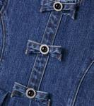 Джинсовое платье с бантом Self-Portrait Kids, синий - фото 3