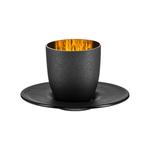 чашка для эспрессо «космо» черного золота с блюдцем, стакан д: 11,5 см / высота: 6,5 см / 100 мл Eisch, золотой/черный/прозрачный - фото 2