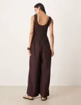 Коричневый комбинезон с жатым воротником ASOS DESIGN - фото 4