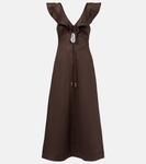 Платье миди Rhiannon с рюшами из льна Zimmermann, Chocolate - фото