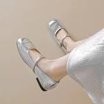 Туфли на блочном каблуке Mary Jane Medd, серебро - фото 5