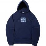 Толстовки Li Ning, унисекс, темно-синие, с капюшоном, средней плотности ткани - фото