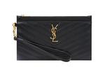 SAINT LAURENT Кожаный клатч Cassandre женский черный - фото