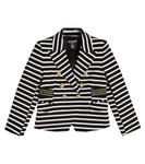 Полосатый пиджак Balmain Kids, черный - фото