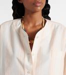 Полосатый хлопковый укороченный топ Chloé, White Pink - фото 4