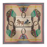 HERMES Шёлковый шарф, Gray Yellow/Blue - фото 6