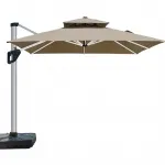 Зонт квадратный Green Water, 3 метра, резервуар для воды на колесах, на солнечных батареях, кофейный - фото 6