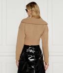 Свитер женский Hugo с воротником на молнии укороченный, бежевый - фото 3