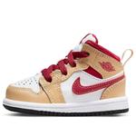 Кроссовки 1 mid 'light curry cardinal red' Air Jordan, белый - фото