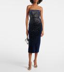 Платье миди из бархата с декором Alex Perry, Midnight - фото 2