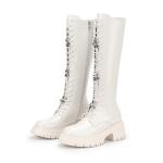 Высокие сапоги до колена 6 см SATURDAY MODE, экрю - фото 9