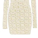 V-образный вырез платье с монограммой вязаное BALMAIN, бежевый - фото 8