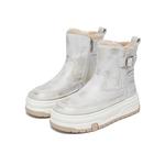 Женские зимние ботинки DAPHNE кожаные на платформе, шампанское - фото 3