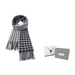 Шарф вязаный унисекс ALIEN BANG, серо-коричневый с бабочками в коробке - фото 3