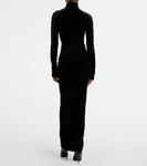 Платье миди из бархата с рюшами Alaïa, Noir Alaia - фото 3