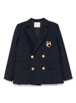 Sacai пиджак с вышитым логотипом, синий - фото
