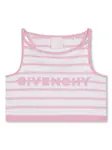 Полосатый топ с вышитым логотипом Givenchy Kids, белый - фото