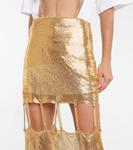 Юбка миди из сетки с вырезами Christopher Kane, золотой - фото 3