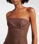 Льняное платье-бюстье Evalita SIR, коричневый - фото 4