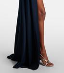 Платье-бюстье из драпированного атласа Alex Perry, темно-синий - фото 6