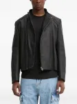 Кожаная куртка на молнии Hugo, черный - фото