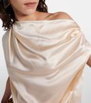 Шелковый топ с драпировкой из сатина The Sei, Bisque - фото 4