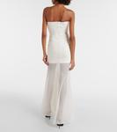 Свадебное платье без бретелек со сборками из кади David Koma, белый - фото 3