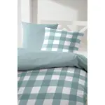 Постельное белье Primera «Basic Percale» в современном клетчатом дизайне, белый/аквамарин - фото 6