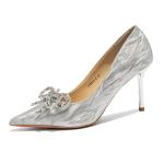 Ainer-cat Ainer cat Slim Heel High Heels 8cm Women's Silver - фото