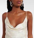 Свадебное платье миди из шелкового сатина жаккард Rotate, Egret - фото 4