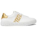 Вышитые кожаные кроссовки Greca VERSACE, белые - фото 2