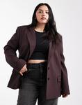 ASOS DESIGN Curve — приталенный блейзер в шоколадном цвете - фото 2