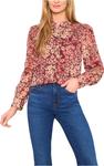 Топ CeCe Long Sleeve Hidden Placket Floral Top, цвет Fresh Berry - фото