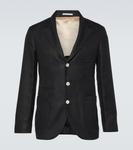 Блейзер из льна, шерсти и шелка Brunello Cucinelli, черный - фото