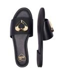 Кожаные тапочки Love Moschino, черный - фото 4