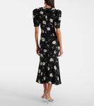 Шелковое платье миди с цветочным принтом Alessandra Rich, Black-White - фото 3