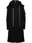Rick Owens стеганое пальто с капюшоном, черный - фото