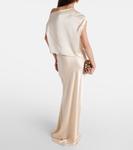 Шелковый топ с драпировкой из сатина The Sei, Bisque - фото 3