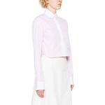 Полосатая хлопковая укороченная рубашка THOM BROWNE, розовый - фото 5