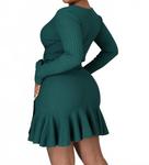 Спокойное платье с V-образным вырезом в зеленом цвете JBLA - фото 2