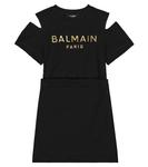 Платье-футболка из хлопкового джерси Balmain, черный - фото