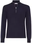 Свитер с воротником на молнии Brunello Cucinelli, синий - фото