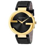 GUCCI Часы Interlocking Wrist Watch Quartz Movement Leather Strap Black Dial Unisex - фото