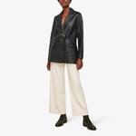 Двубортный кожаный пиджак Aliza Whistles, черный - фото 2