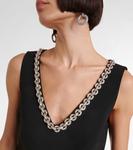 Мини-платье из крепа с кристаллами Self-Portrait, Black - фото 4